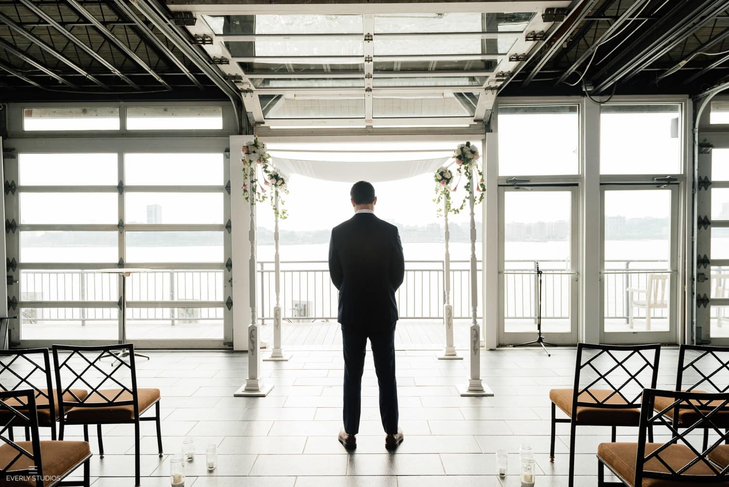 first look at Chelsea Piers wedding in New York City