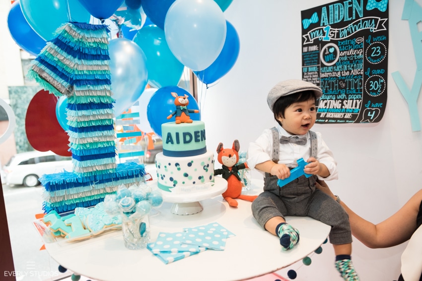 Aiden's first birthday party at Sprinkles NYC. Photos by New York kids birthday party photographer Everly Studios, www.everlystudios.com