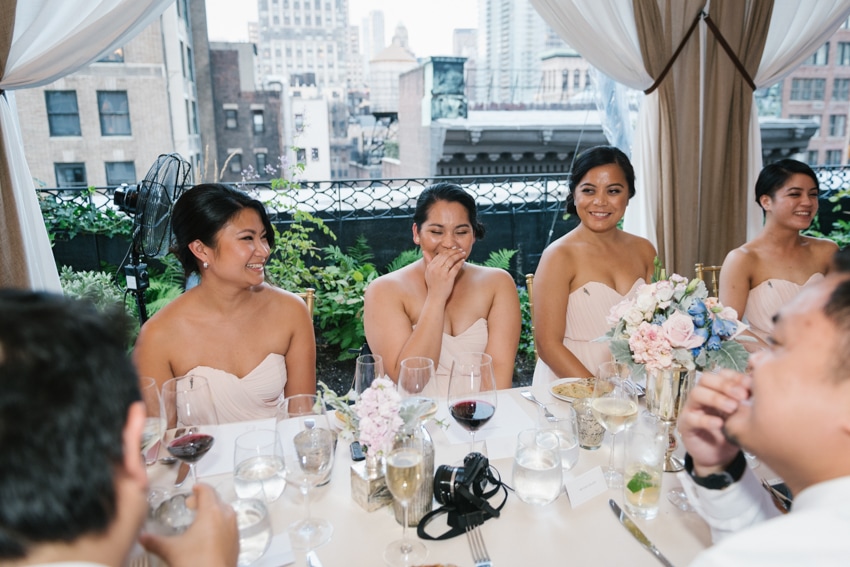 The Nomad Hotel rooftop wedding in NYC. Photos by New York wedding photographer Everly Studios, www.everlystudios.com