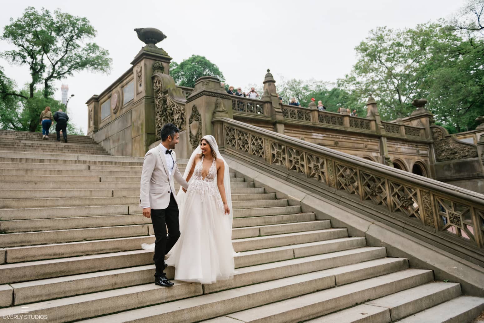 Small Central Park wedding at Bethesda Terrace and Bethesda Fountain. Photo by NYC wedding photographer Everly Studios, www.everlystudios.com