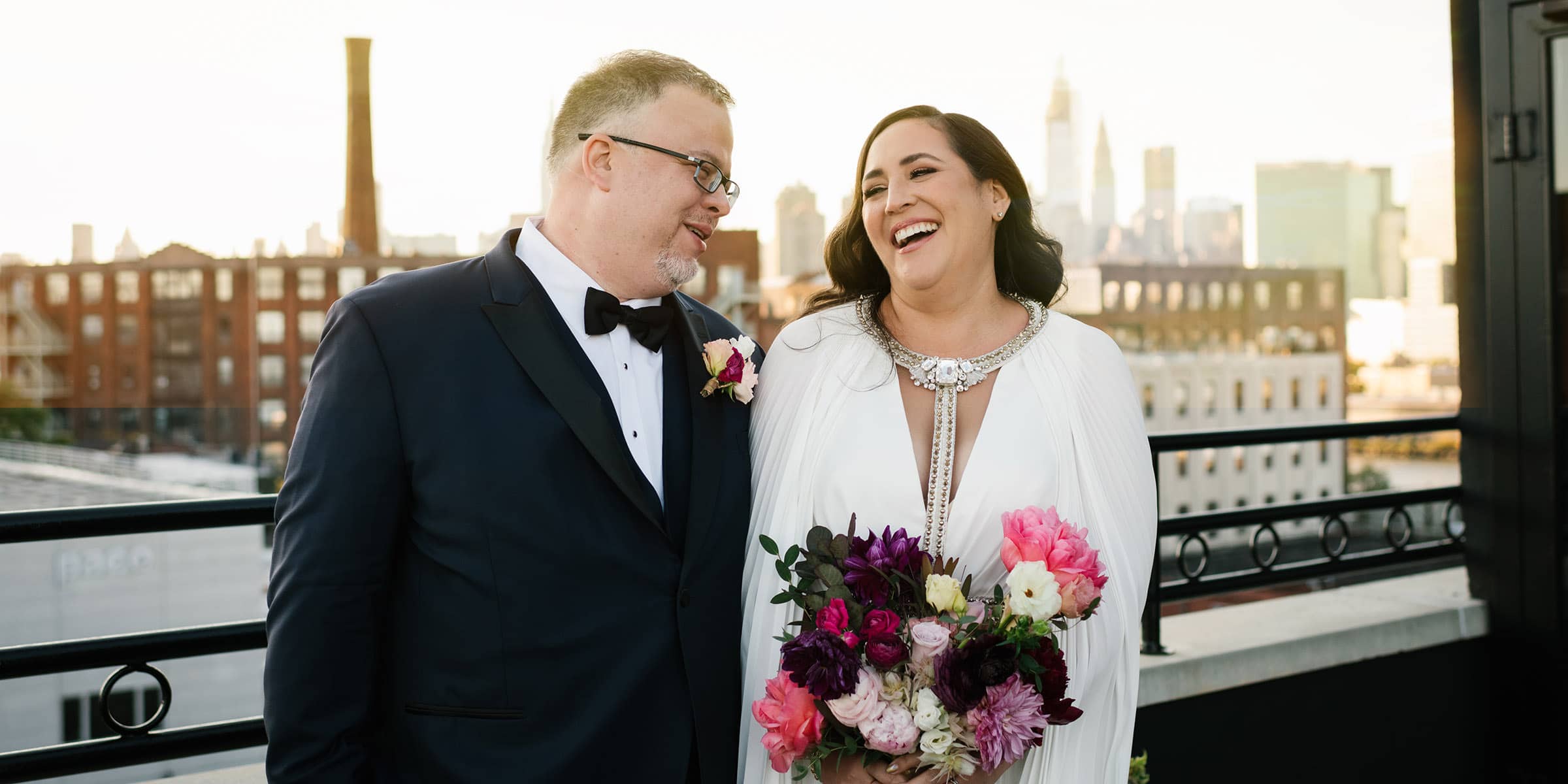 Wedding photography in New York - NYC rooftop wedding at sunset