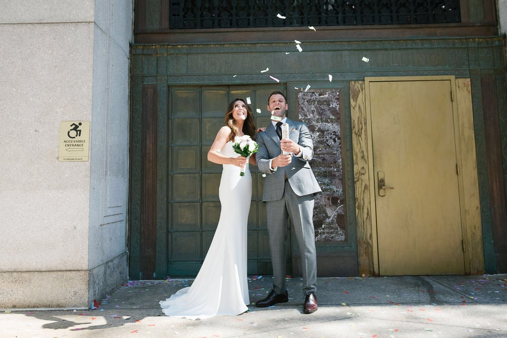 Eloping to NYC from UK at New York City Hall and Brooklyn Bridge Park